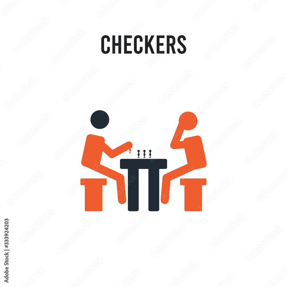 Poster checkers vector icon on white background. red and black colored checkers icon. simple element illust