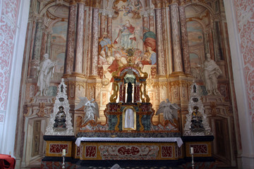 Fototapeta na wymiar Main altar in the Church of Saint Catherine of Alexandria in Zagreb, Croatia