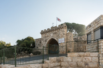 The main gate to the Christian Temple of the Transfiguration located on Mount Tavor near Nazareth...