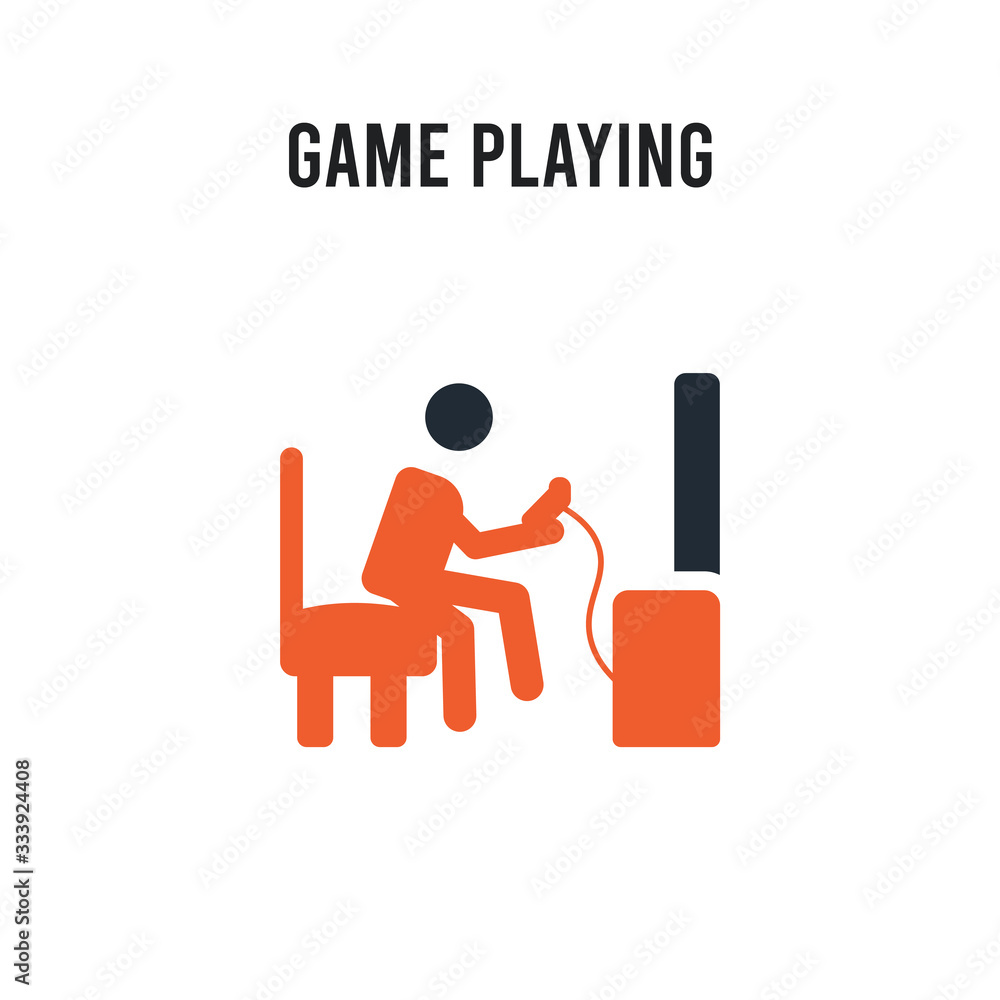 Poster game playing vector icon on white background. red and black colored game playing icon. simple elemen
