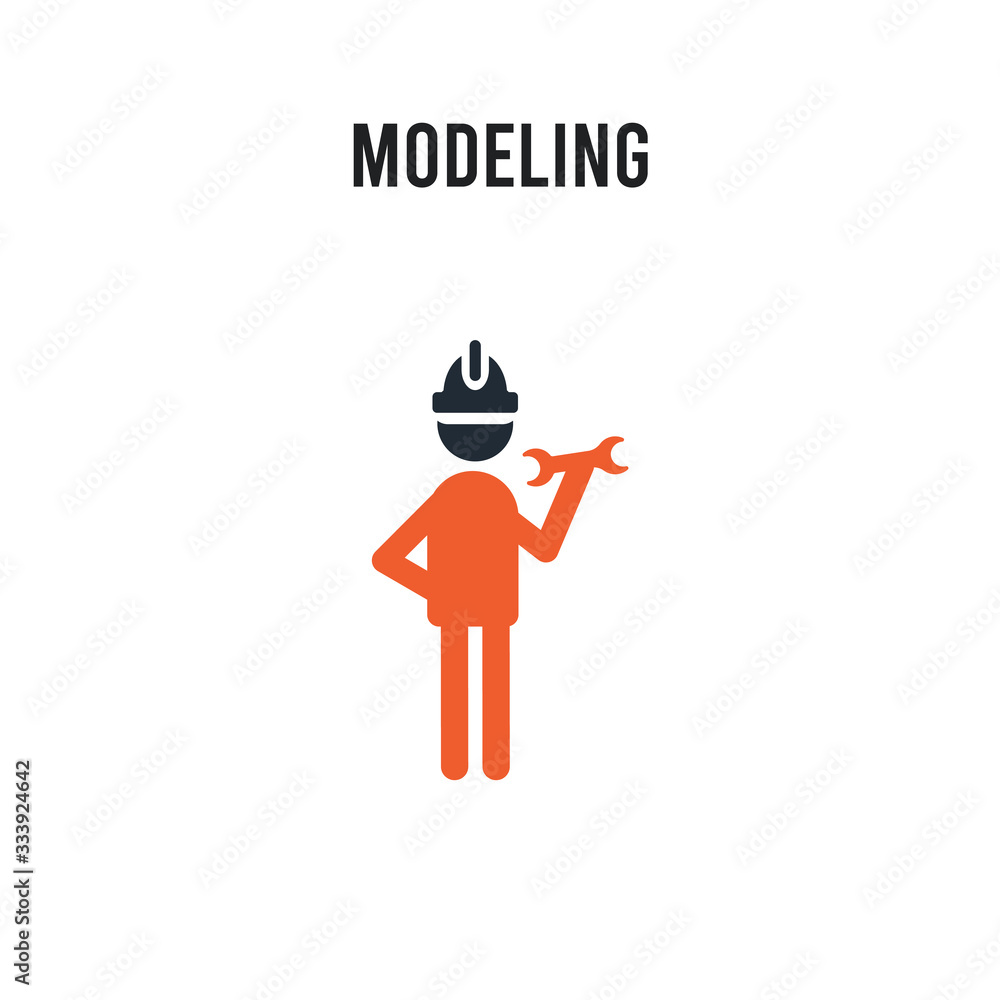 Poster modeling vector icon on white background. red and black colored modeling icon. simple element illust