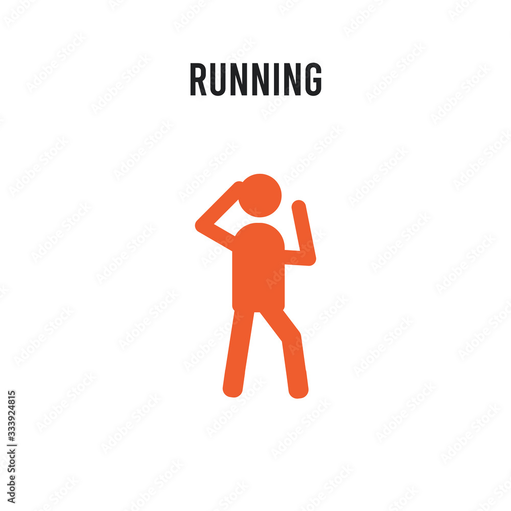 Poster running vector icon on white background. red and black colored running icon. simple element illustra
