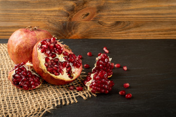 Fresh Ripe Organic Pomegranate Fruit with Juicy Seeds