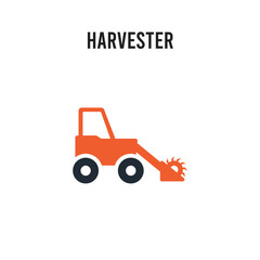 Harvester vector icon on white background. Red and black colored Harvester icon. Simple element illustration sign symbol EPS