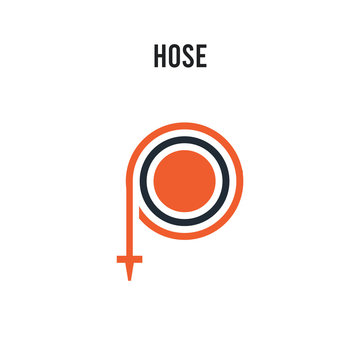 Hose vector icon on white background. Red and black colored Hose icon. Simple element illustration sign symbol EPS