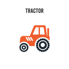 Fototapeta premium Tractor vector icon on white background. Red and black colored Tractor icon. Simple element illustration sign symbol EPS