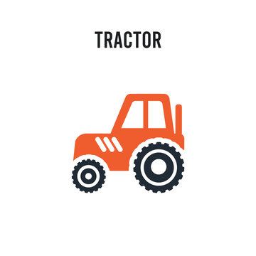 Tractor vector icon on white background. Red and black colored Tractor icon. Simple element illustration sign symbol EPS