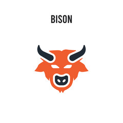 Bison vector icon on white background. Red and black colored Bison icon. Simple element illustration sign symbol EPS