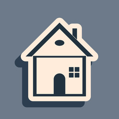Black House icon isolated on grey background. Home symbol. Long shadow style. Vector Illustration