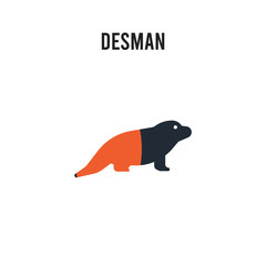 Desman vector icon on white background. Red and black colored Desman icon. Simple element illustration sign symbol EPS