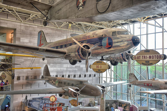 WASHINGTON, DC - 24.06.2016: Smithsonian National Air and Space Museum in Washington, DC, as seen on 24.06.2016. It holds the largest collection of historic aircraft and spacecraft in the world.