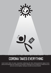 corona takes everything vector illustration