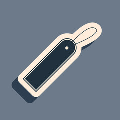 Black Blank label template price tag icon isolated on grey background. Empty shopping discounts sticker. Template discount banner. Long shadow style. Vector Illustration