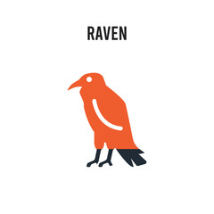 Raven vector icon on white background. Red and black colored Raven icon. Simple element illustration sign symbol EPS
