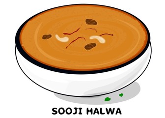 Sooji halwa indian Punjabi food Vector