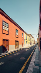 Fototapeta na wymiar Street in San Cristobal de La Laguna (known as La Laguna), color toning applied, Tenerife, Spain.
