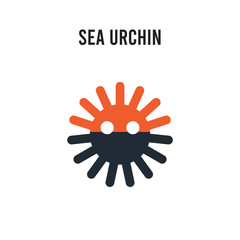 Sea urchin vector icon on white background. Red and black colored Sea urchin icon. Simple element illustration sign symbol EPS