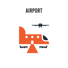 Airport vector icon on white background. Red and black colored Airport icon. Simple element illustration sign symbol EPS