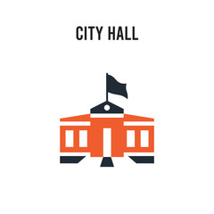 City hall vector icon on white background. Red and black colored City hall icon. Simple element illustration sign symbol EPS