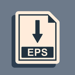 Black EPS file document icon. Download EPS button icon isolated on grey background. Long shadow style. Vector Illustration