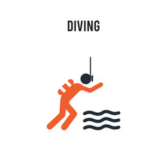 Fototapeta premium Diving vector icon on white background. Red and black colored Diving icon. Simple element illustration sign symbol EPS