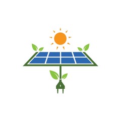 solar panel logo vector icon of natural energy