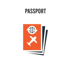 Passport vector icon on white background. Red and black colored Passport icon. Simple element illustration sign symbol EPS