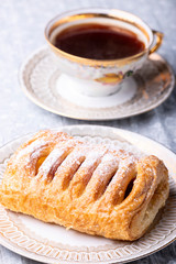 cherry pastry with icing sugar