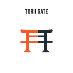 Torii gate vector icon on white background. Red and black colored Torii gate icon. Simple element illustration sign symbol EPS