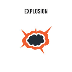 Explosion vector icon on white background. Red and black colored Explosion icon. Simple element illustration sign symbol EPS