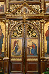 Naklejka premium Annunciation of the Virgin Mary, detail of Iconostasis in Greek Catholic Co-cathedral of Saints Cyril and Methodius in Zagreb, Croatia