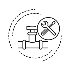Plumbing Service black line icon. Installation done to a potable water distribution system. Handyman services. Pictogram for web page, mobile app, promo. UI UX GUI design element. Editable stroke.