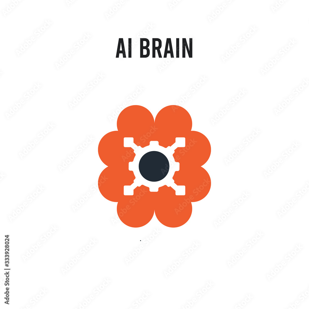 Poster ai brain vector icon on white background. red and black colored ai brain icon. simple element illust