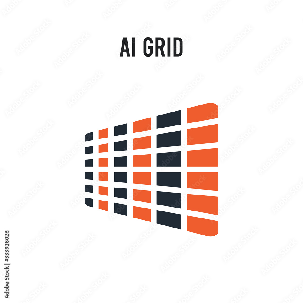 Poster ai grid vector icon on white background. red and black colored ai grid icon. simple element illustra