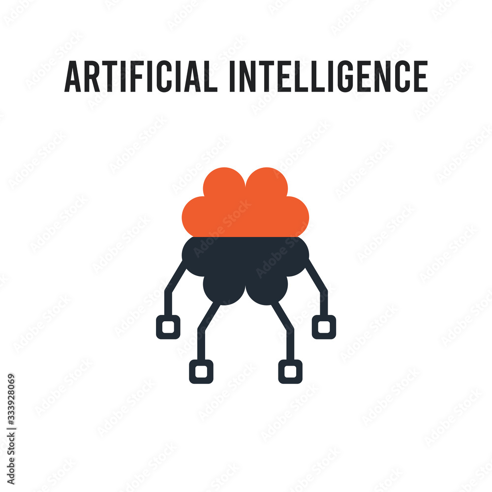 Poster artificial intelligence vector icon on white background. red and black colored artificial intelligen