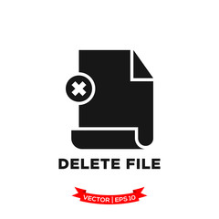 deleted file icon in trendy flat style, file icon, document vector icon