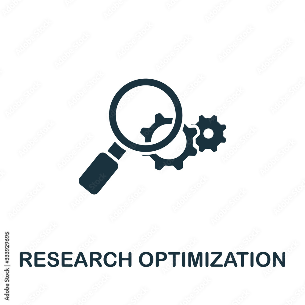 Poster research optimization icon from seo collection. simple line research optimization icon for templates