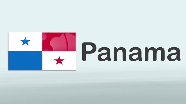 3d Presentation promo intro in white background with a colorful ribon of the flag and country of Panama