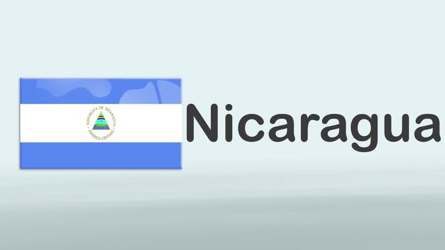 3d Presentation promo intro in white background with a colorful ribon of the flag and country of Nicaragua