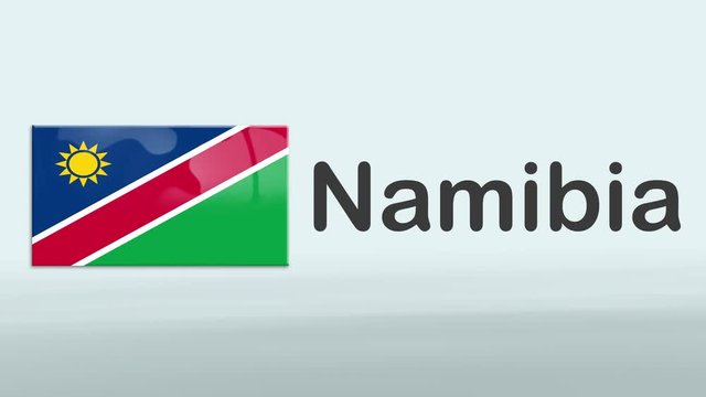 3d Presentation promo intro in white background with a colorful ribon of the flag and country of Namibia