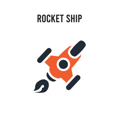 Rocket ship vector icon on white background. Red and black colored Rocket ship icon. Simple element illustration sign symbol EPS