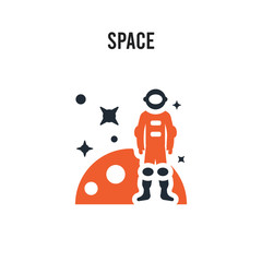 Space vector icon on white background. Red and black colored Space icon. Simple element illustration sign symbol EPS
