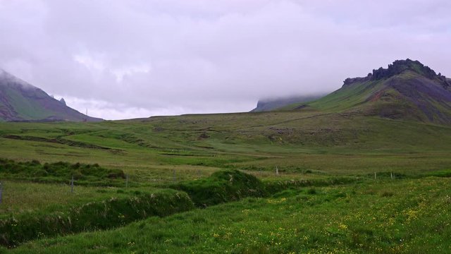 Iceland landscape with mountains and clouds