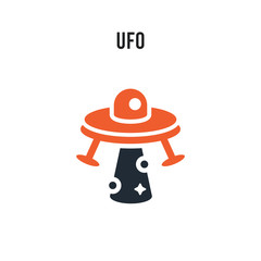 UFO vector icon on white background. Red and black colored UFO icon. Simple element illustration sign symbol EPS