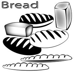 Loaf of bread.  Vector illustration, isolated on white background.
