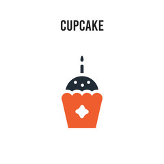 Cupcake vector icon on white background. Red and black colored Cupcake icon. Simple element illustration sign symbol EPS