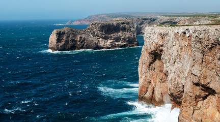 the wind blows in Cabo de Sao Vicente in Portugal