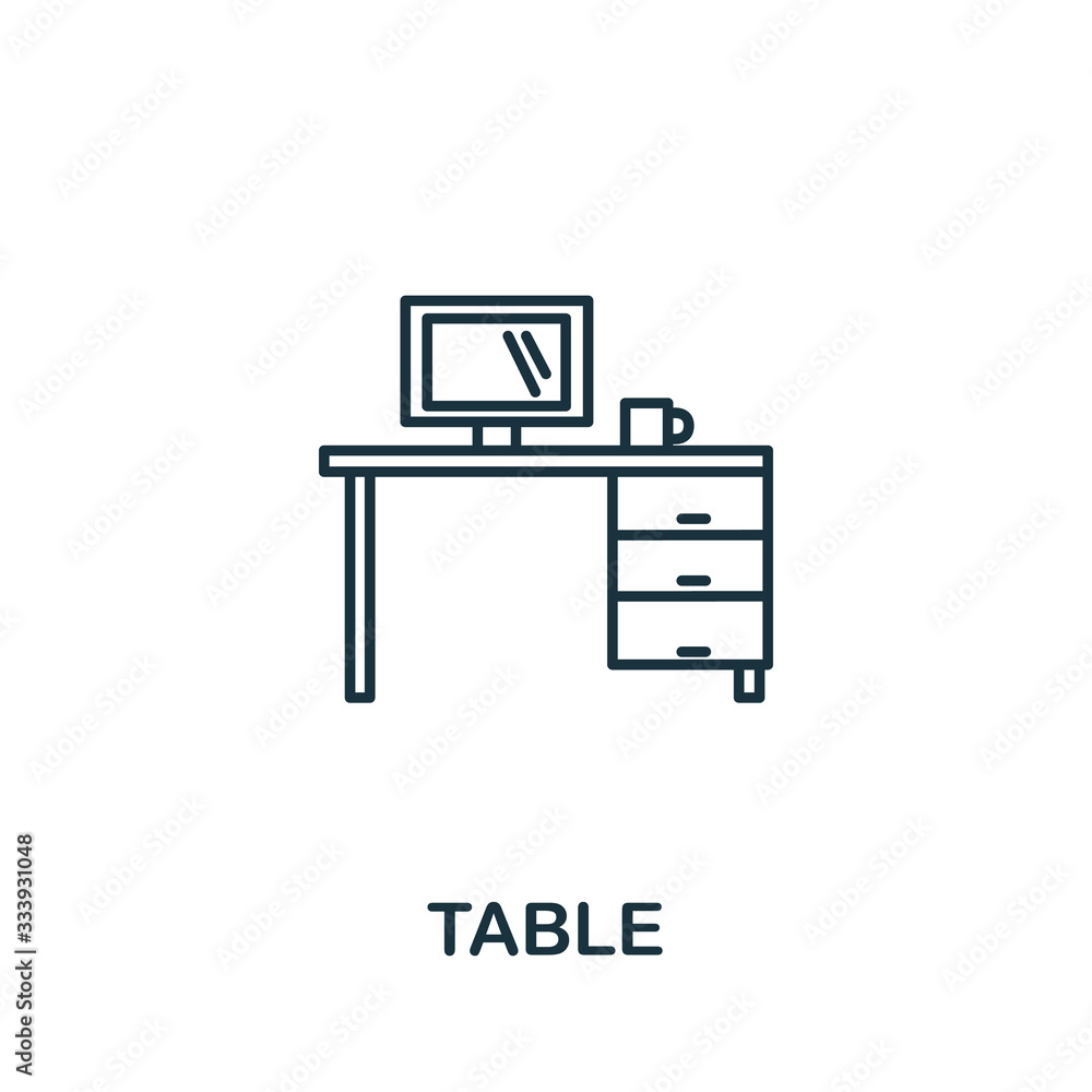 Aufkleber table icon from office tools collection. simple line table icon for templates, web design and infogr