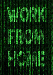 A work from home text graphic illustrating the future of businesses embracing working from a remote location