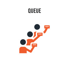 Queue vector icon on white background. Red and black colored Queue icon. Simple element illustration sign symbol EPS